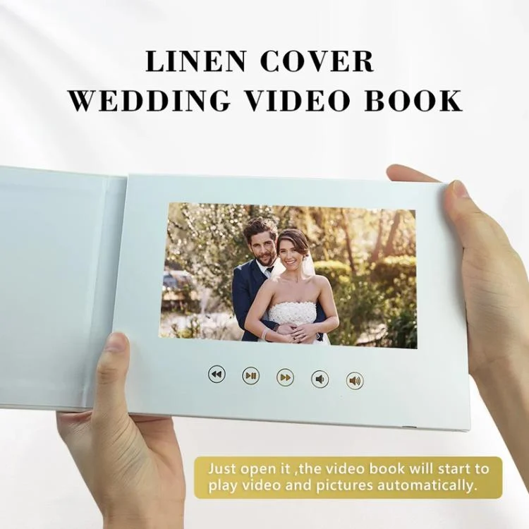 TBD06057665_B6.webp 7 Inch IPS Display Multifunctional Commercial Wedding Video Invitation Linen Bound Video Album - Image 7