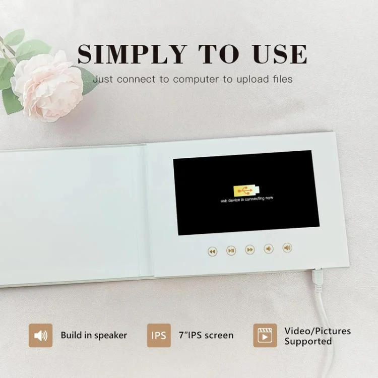 TBD06057665_B7.webp 7 Inch IPS Display Multifunctional Commercial Wedding Video Invitation Linen Bound Video Album - Image 8