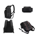 OUMANTU 975 PU Leather Large-capacity Travel Laptop Backpack Casual Schoolbag - Image 4