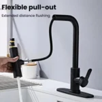 Pull-Out 4 Modes Waterfall Kitchen Faucet Hot/Cold Water Mixer Tap With Base - Image 3