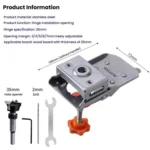 RUITOOL Stainless Steel Hinge Puncher Locator Adjustable Margin Quick Jig Woodworking Closet Door Hinge Punching Tool - Image 3