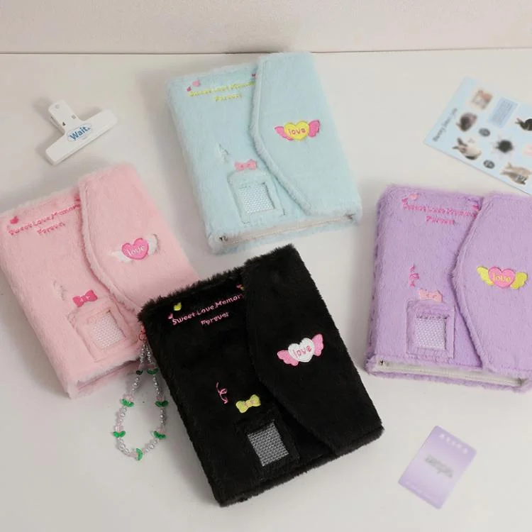 TBD06058067_B2.webp Hisocute Embroidered Plush Six Hole Magnetic Album A5 Card Album Binder Student Storage Booklet - Image 3