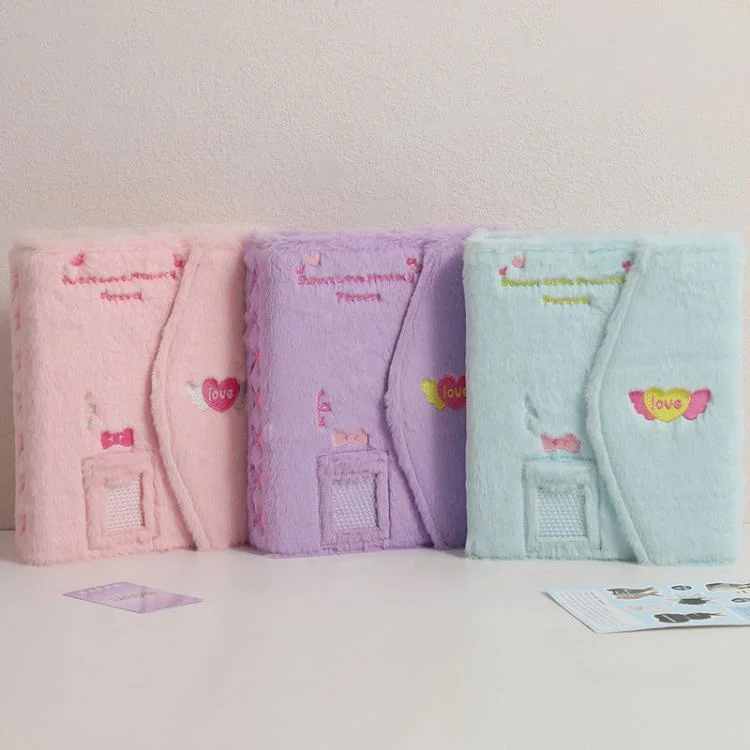 TBD06058067_B4.webp Hisocute Embroidered Plush Six Hole Magnetic Album A5 Card Album Binder Student Storage Booklet - Image 5
