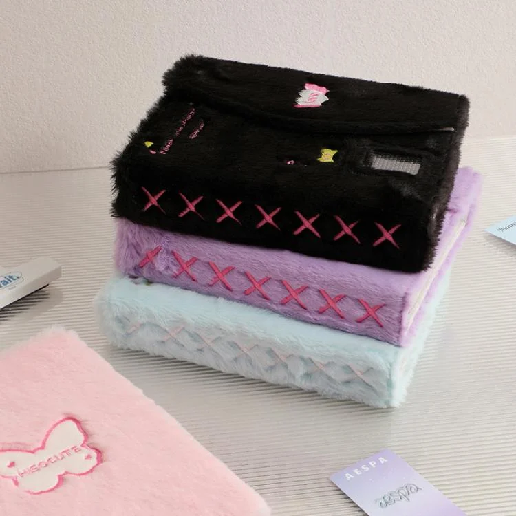 TBD06058067_B5.webp Hisocute Embroidered Plush Six Hole Magnetic Album A5 Card Album Binder Student Storage Booklet - Image 6