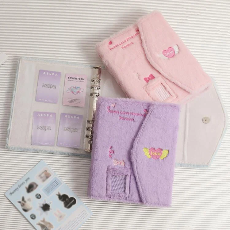 TBD06058067_B7.webp Hisocute Embroidered Plush Six Hole Magnetic Album A5 Card Album Binder Student Storage Booklet - Image 8