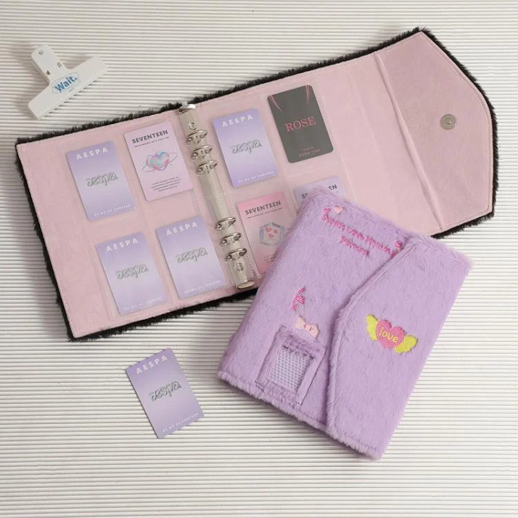 TBD06058067_B8.webp Hisocute Embroidered Plush Six Hole Magnetic Album A5 Card Album Binder Student Storage Booklet - Image 9