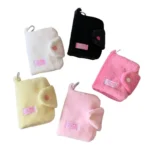 Hisocute Student Plush Pendant Coin Purse Snap Card Case Keychain Earphone Bag - Image 2