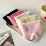 Hisocute Student Plush Pendant Coin Purse Snap Card Case Keychain Earphone Bag - Image 4