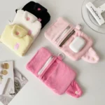 Hisocute Student Plush Pendant Coin Purse Snap Card Case Keychain Earphone Bag - Image 6