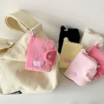 Hisocute Student Plush Pendant Coin Purse Snap Card Case Keychain Earphone Bag - Image 7