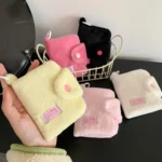 Hisocute Student Plush Pendant Coin Purse Snap Card Case Keychain Earphone Bag - Image 10