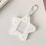 Hisocute Cartoon Pentagram 1 Inch Photo Frame Pendant Students Keychain Chasing Star Card Holder Pendant