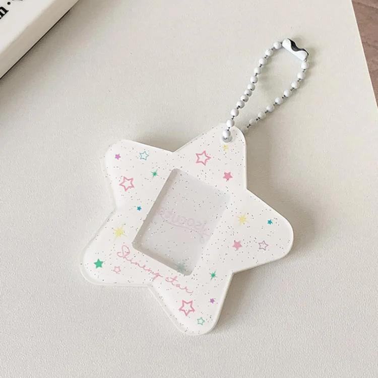 Hisocute Cartoon Pentagram 1 Inch Photo Frame Pendant Students Keychain Chasing Star Card Holder Pendant