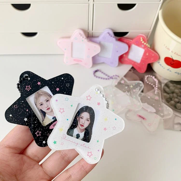 TBD06058085_B1.webp Hisocute Cartoon Pentagram 1 Inch Photo Frame Pendant Students Keychain Chasing Star Card Holder Pendant - Image 2