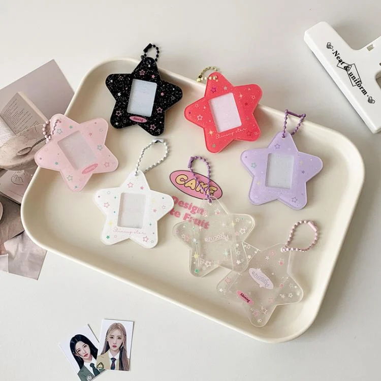 TBD06058085_B6.webp Hisocute Cartoon Pentagram 1 Inch Photo Frame Pendant Students Keychain Chasing Star Card Holder Pendant - Image 7