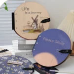 Wooden Round Photo Album Memorial Album Kids Growth Photobooks Cartoon DIY Scrapbook - Image 10