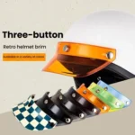 Motorcycle Helmet Brim Retro 3-Button Helmet Visor Sunshade Protection Half Helmet Hat Brim - Image 3