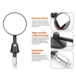2pcs /Set Motorcycle Rearview Mirror Modified Retro Folding Round E-Bike Universal Reversing Mirror Reflector - Image 7