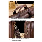 BULL CAPTAIN 048 Large Capacity Retro Business Top Layer Cowhide Hand-held Briefcase - Image 8