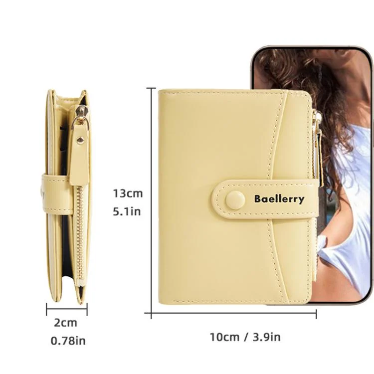 TBD06058441_B2.webp Baellerry N3256 Women Short Wallet Simple Bifold Zipper Coin Purse Soft Leather Buckle Money Clip - Image 3