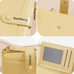 Baellerry N3256 Women Short Wallet Simple Bifold Zipper Coin Purse Soft Leather Buckle Money Clip - Image 4