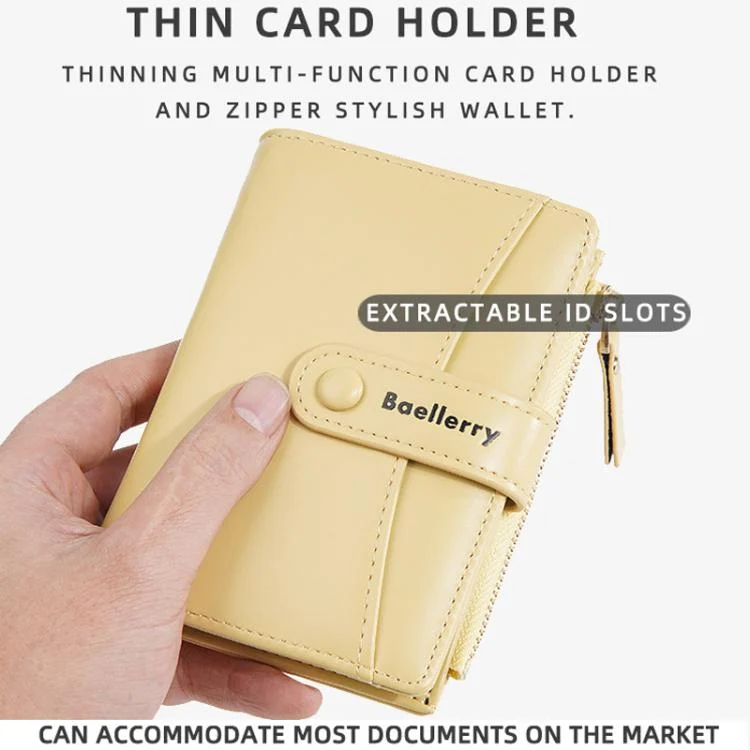 TBD06058441_B4.webp Baellerry N3256 Women Short Wallet Simple Bifold Zipper Coin Purse Soft Leather Buckle Money Clip - Image 5