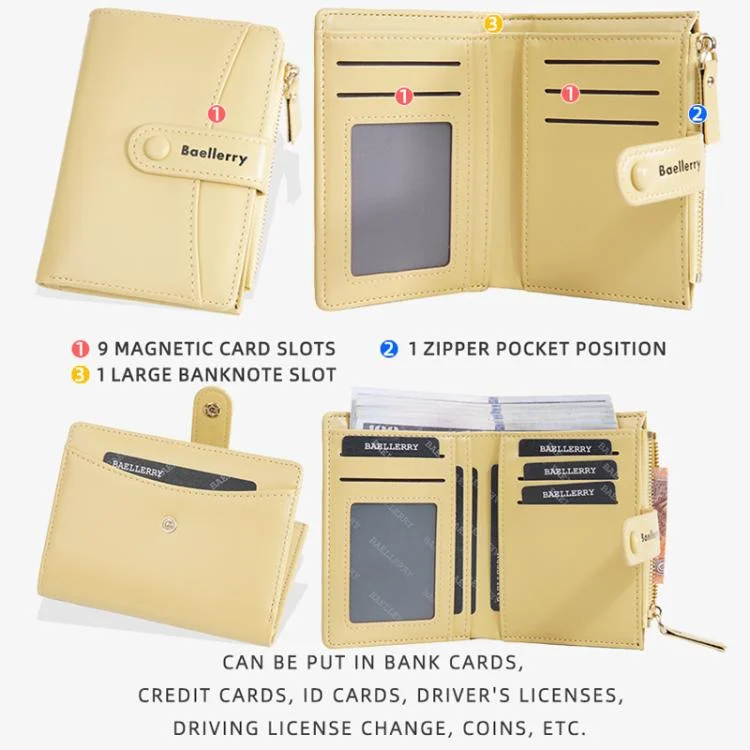 TBD06058441_B5.webp Baellerry N3256 Women Short Wallet Simple Bifold Zipper Coin Purse Soft Leather Buckle Money Clip - Image 6