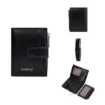 Baellerry N5122 Women Short Wallet Oil Waxed Leather Zipper Clasp Coin Purse