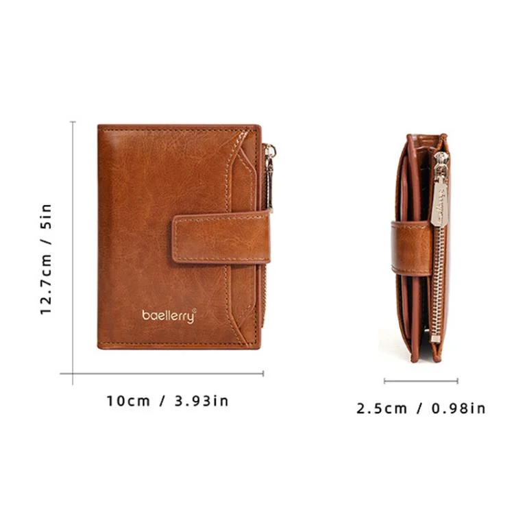 TBD06058445_B2.webp Baellerry N5122 Women Short Wallet Oil Waxed Leather Zipper Clasp Coin Purse - Image 3