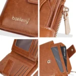 Baellerry N5122 Women Short Wallet Oil Waxed Leather Zipper Clasp Coin Purse - Image 4