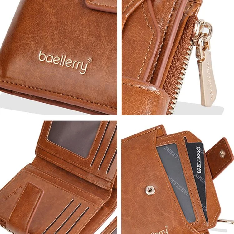 TBD06058445_B3.webp Baellerry N5122 Women Short Wallet Oil Waxed Leather Zipper Clasp Coin Purse - Image 4