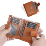 Baellerry N5122 Women Short Wallet Oil Waxed Leather Zipper Clasp Coin Purse - Image 5