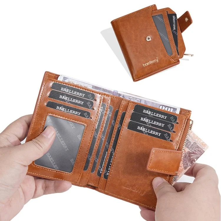TBD06058445_B4.webp Baellerry N5122 Women Short Wallet Oil Waxed Leather Zipper Clasp Coin Purse - Image 5