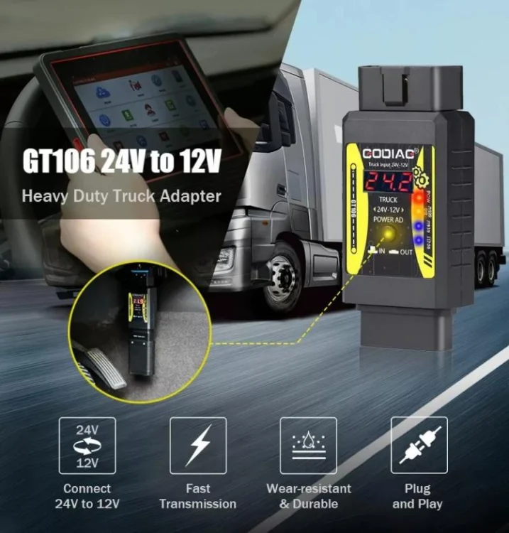 TBD06058470_4.webp GODIAG GT106 PLUS 24V to 12V Heavy Duty Truck Adapter - Image 5
