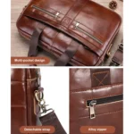 BULL CAPTAIN 054 Large Capacity Retro Business Top Layer Cowhide Hand-held Briefcase - Image 6