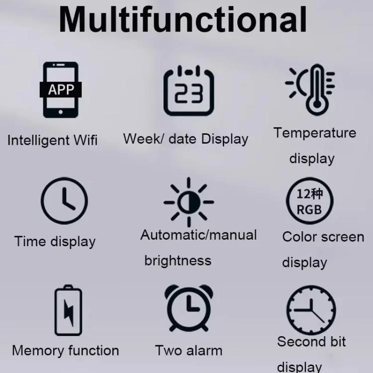 TBD06058613_B3.webp Wifi App Control LED Digital Wall Clock With RGB Light Multi-Functional Alarm Clock - Image 4