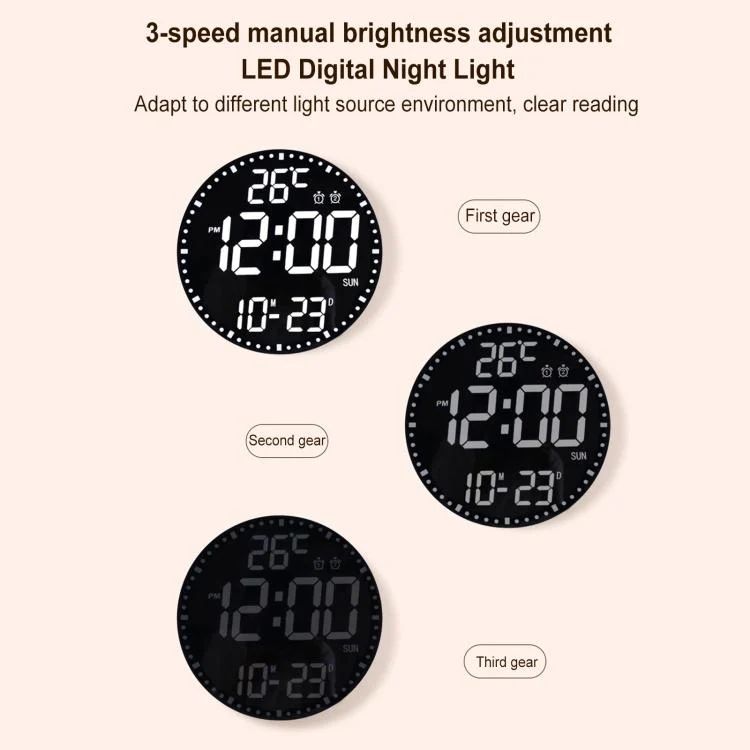 TBD06058624_B10.webp 11.6-Inch RGB Wall Clock With Remote Control Multi-Functional Alarm Clock - Image 11