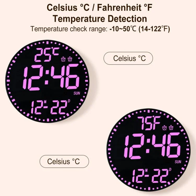 TBD06058624_B8.webp 11.6-Inch RGB Wall Clock With Remote Control Multi-Functional Alarm Clock - Image 9