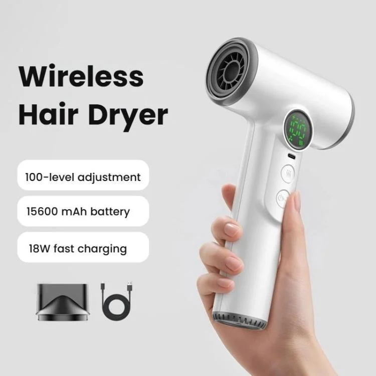 TBD06058721_B1.webp Wireless Hair Dryer With 30,000 RPM High-Speed Motor, 100-Level Adjustable Cool/Warm Air, 15600mAh Long-Lasting Battery - Image 2