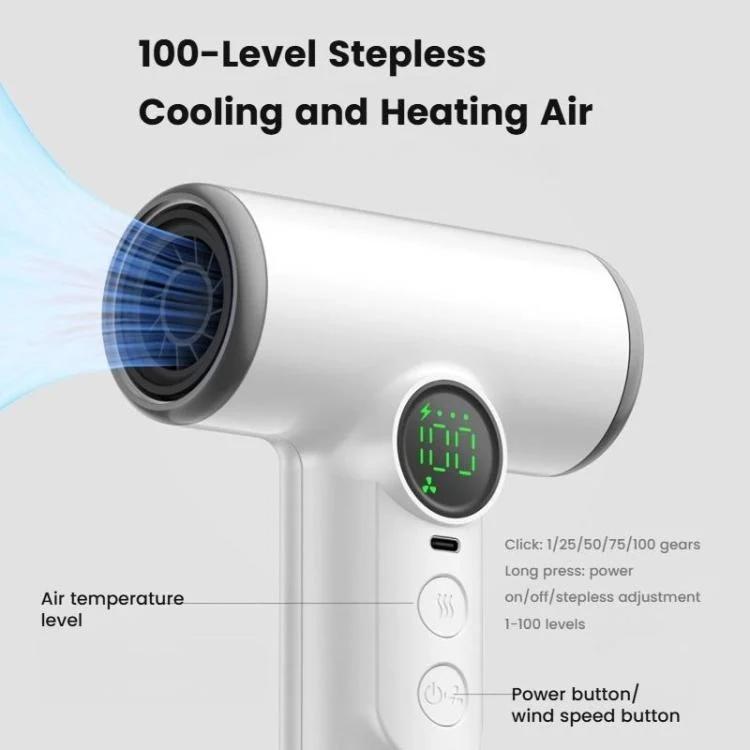 TBD06058721_B2.webp Wireless Hair Dryer With 30,000 RPM High-Speed Motor, 100-Level Adjustable Cool/Warm Air, 15600mAh Long-Lasting Battery - Image 3