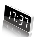 LED Mirror Digital Clock with Type-C Charging Port & 18650 Battery Compartment (Battery Not Included)
