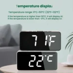 LED Mirror Digital Clock with Type-C Charging Port & 18650 Battery Compartment (Battery Not Included) - Image 4