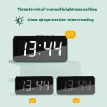 LED Mirror Digital Clock with Type-C Charging Port & 18650 Battery Compartment (Battery Not Included) - Image 6