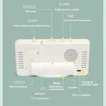 LED Mirror Digital Clock with Type-C Charging Port & 18650 Battery Compartment (Battery Not Included) - Image 9