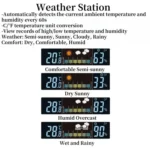 Digital Wall Clock Weather Station Forecast TEMP Humidity 2 Alarm Table Clock With Remote Control - Image 6