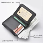 Men Leather Wallet Multi-position Card Holder Vertical ID Card Bag Mini Purse - Image 6