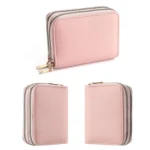 Multi-Function Organ Card Bag Double Zipper Women Wallet Large Capacity PU Card Holder - Image 3