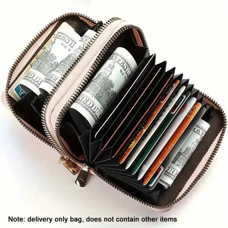 TBD06058897_B6.webp Multi-Function Organ Card Bag Double Zipper Women Wallet Large Capacity PU Card Holder - Image 7