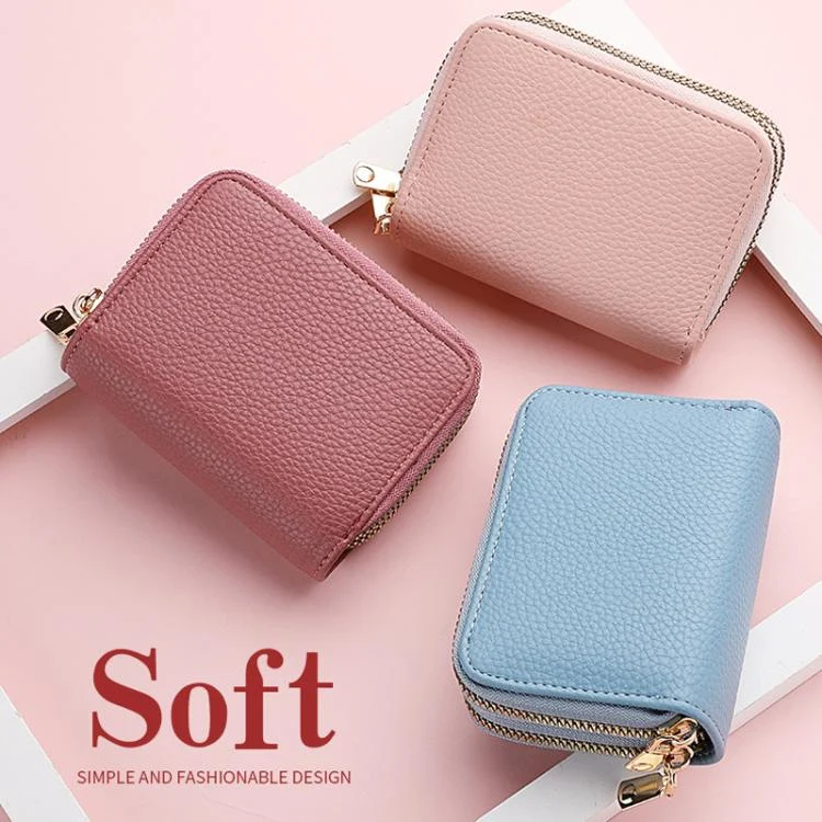 TBD06058897_B7.webp Multi-Function Organ Card Bag Double Zipper Women Wallet Large Capacity PU Card Holder - Image 8