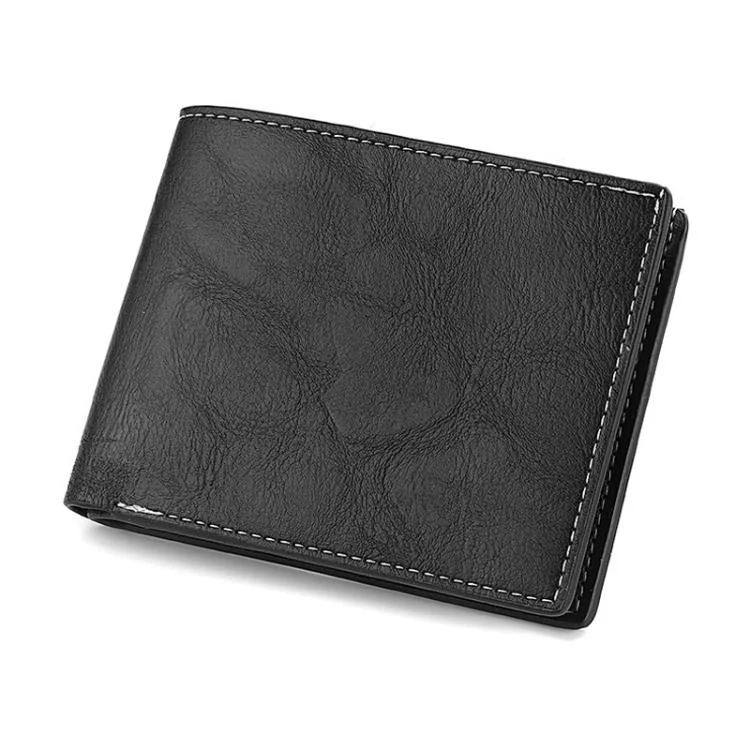 Horizontal Purse Retro Men Short Wallet Student Leather Wallet Money Clip